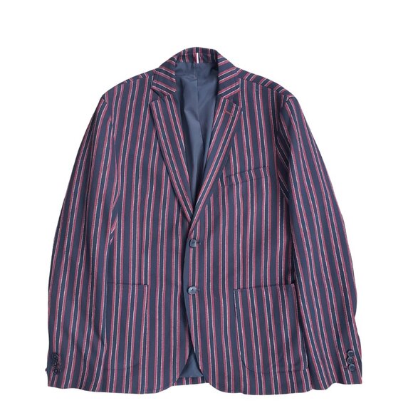 Zara Man Burgundy Striped Boating Jacket 42R - Picture 3 of 10